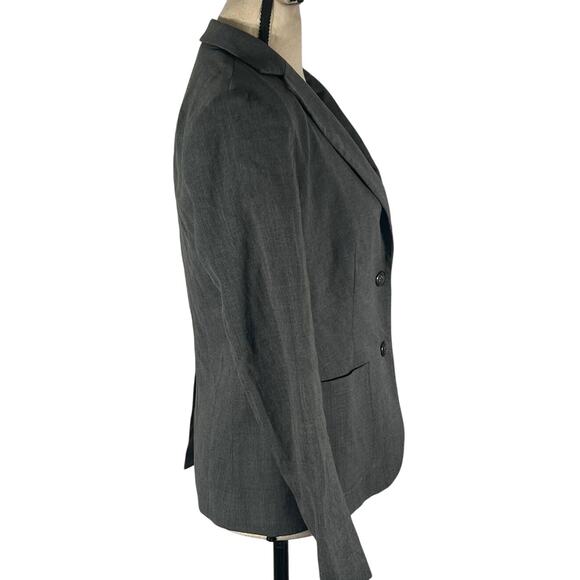 Gap Blazer Women's Size 2 Gray Wool Blend Button Front Long Sleeve Pockets Lined - Picture 2 of 7